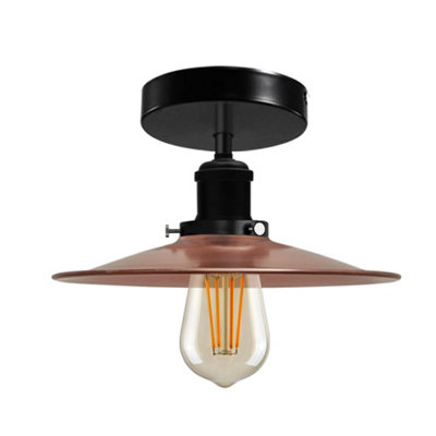 Copper Industrial Semi Flush Ceiling Light 22Cm Metal Lampshade With E27 Led Bulb from B&Q