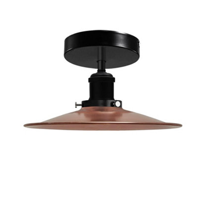E27 Flush Ceiling Light 22Cm Copper Lampshade Metal Semi Flush Mount Ceiling Lighting For Indoor Without Bulb from B&Q
