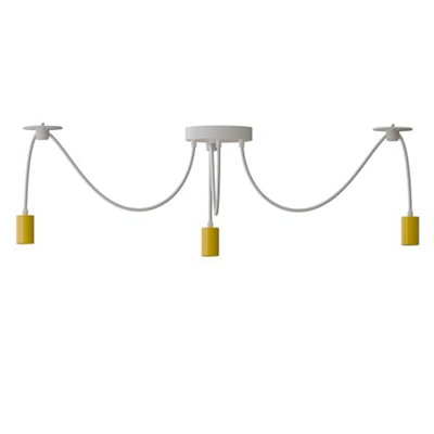  - Ledsone Modern 3 Head Spider Pendant Light Yellow Metal Bulb Holder With Adjustable Cable