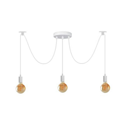 Ledsone Modern 3 Head Spider Pendant Light White Metal Ceiling Rose With Adjustable Cable E27 Led Bulb from B&Q