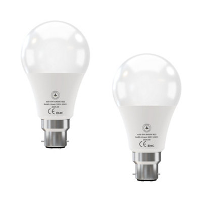  - Pack-2Led A55 B22 Base 5W (50W Equivalent) Light Bulb 55mm Diameter Non-Dimmable Cool White 6400K 550 Lumens Energy Saving Bulb