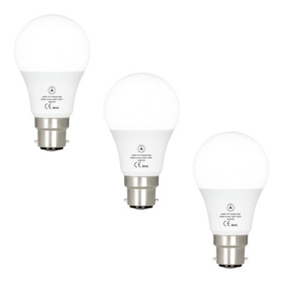 Pack-3Led Bayonet A6060mm Diameter Non-Dimmable Cool White 6400K B22 Base Gls 806 Lumens Energy Saving Bulb from B&Q