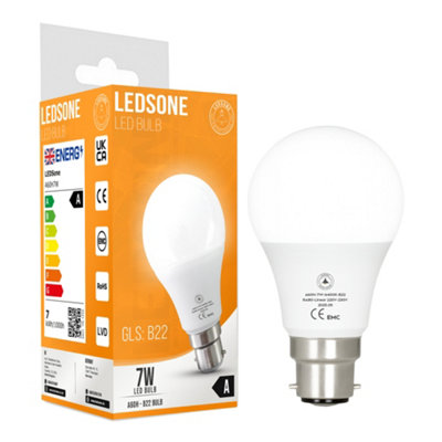 Led Bayonet A60 7Watt Non-Dimmable Cool White 6400K B22 Gls 806 Lumens Super Bright Energy Saving Bulb from B&Q