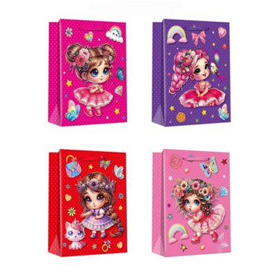 B&Q 12Pcs Disney Girls Gift Bags With Drawstrings Medium Candy Pouches Party Favor Bags For Kids Birthday And Events