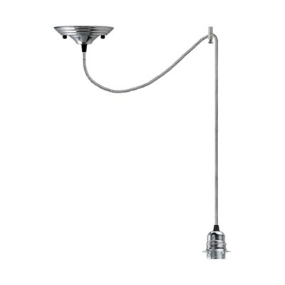 Vintage Chrome E27 Suspension Light Fitting 195Cm Adjustable Cable Retro Pendant For Kitchen Bar Cafe Home Decor from B&Q