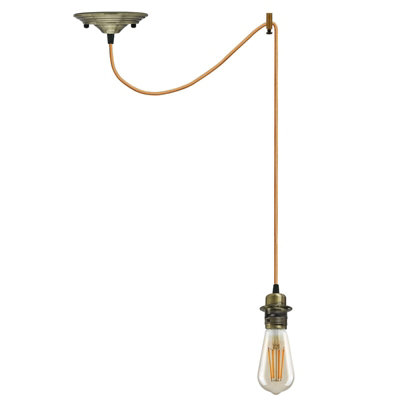 Vintage Green Brass E27 Suspension Light Fitting 195Cm Adjustable Cable Retro Ceiling Pendant For Kitchen Bar Cafe Home Decor from B&Q