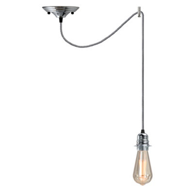Vintage Chrome E27 Suspension Light Fitting 195Cm Adjustable Cable Retro Ceiling Pendant For Kitchen Bar Cafe Home Decor from B&Q