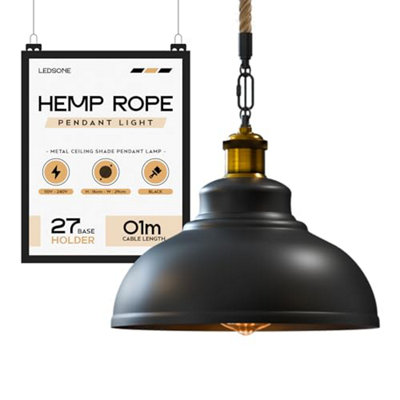  - Ledsone Industrial Black Pendant Light 29Cm Metal Shade Vintage Retro Hanging Lamp For Kitchen Bedroom Dining