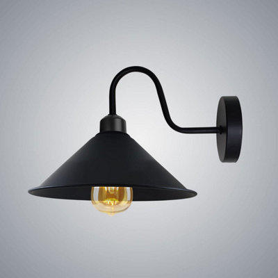Ledsone Vintage Industrial Wall Sconce E27 Black Swan Neck Light Fixture Complete With Bulb from B&Q