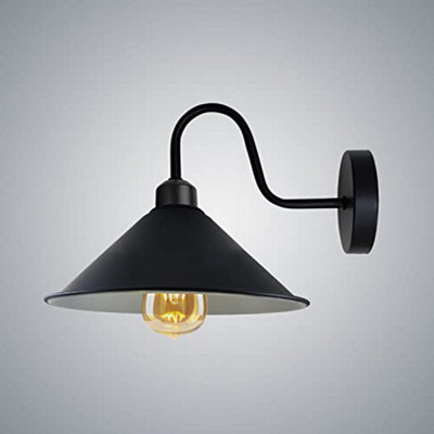 Rustic Industrial Swan Neck Wall Sconce E27 With 22Cm Metal Cone Shade from B&Q