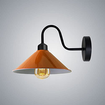 Rustic Ledsone Wall Sconce With 22Cm Metal Cone Shade E27 Swan Neck Fixture from B&Q