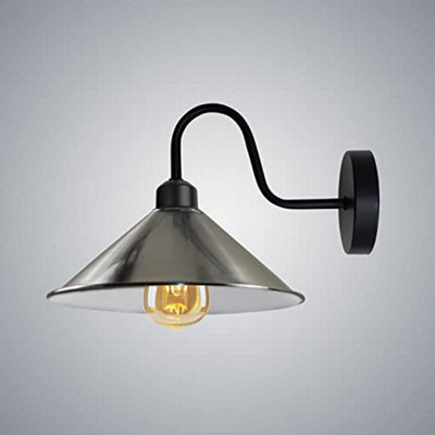 Rustic Ledsone Industrial Wall Sconce E27 With 22Cm Metal Cone Shade from B&Q