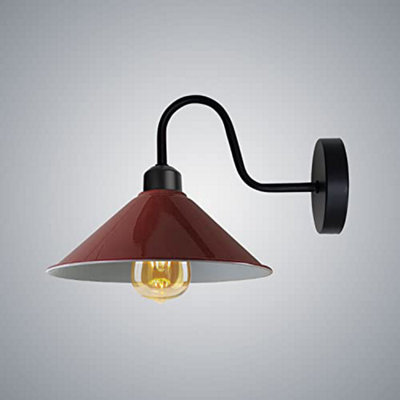 Vintage Rustic Wall Light Fixture 22Cm Metal Cone Shade E27 Swan Neck For Hallway Bedroom from B&Q