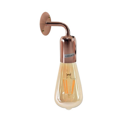 Ledsone Rose Gold Metal Wall Light E27 Industrial Lamp For Restaurant Bar Hallway With Bulb from B&Q