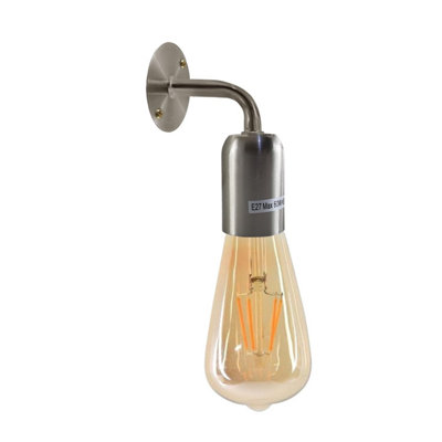 Ledsone Satin Nickel Vintage Wall Light E27 Industrial Lamp For Restaurant Bar Cafe With Bulb from B&Q
