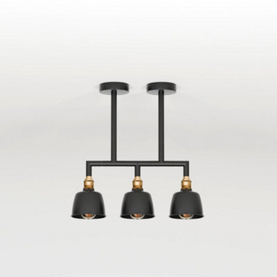  - Ledsone Industrial 3 Way Pendant Light E27 Pipe Chandelier For Dining RoomKitchenCafe With Bulbs