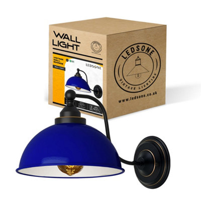 Ledsone Navy Blue Vintage Industrial Wall Sconce Retro E27 Indoorwall  Light For BedroomLiving Room from B&Q