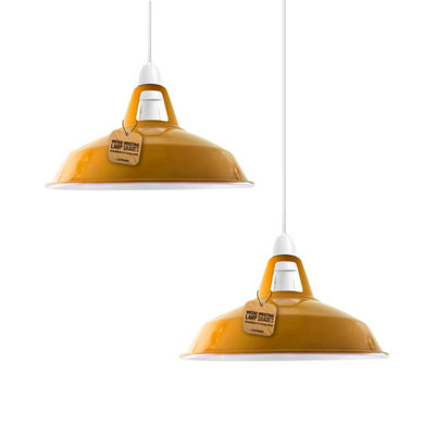 Ledsone Vintage Pendant Lights Metal Lamp Shades In A Retro Style Antique Shades For Ceiling Lights Lampshades,yellow2 Pack from B&Q