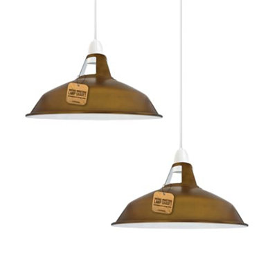 Ledsone Vintage Metal Lamp Shades In A Antique Shades For Ceiling Lights Lampshades Yellow Brass2Pack from B&Q