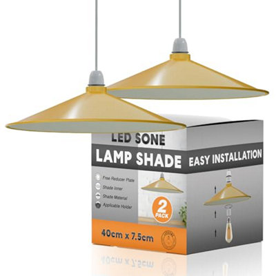 2Pack Lampshades For Ceiling Lights 40Cm Industrial Light Shade Yellow Metal Lampshade For Bedroom Living Room Lounge E27 from B&Q