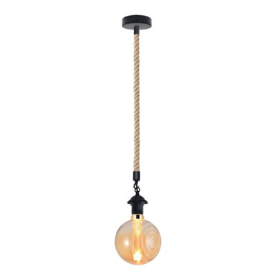Vintage 1M Hemp Rope Pendant Light Fitting Diy Hemp Single Bulb Ceiling Lamp E27 Socket For Kitchen Bar Cafe from B&Q