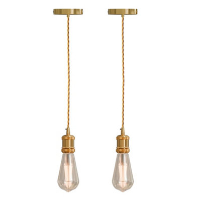 Ledsone 2 Pack Industrial Hemp Pendant Light E27 Base Ceiling Light 95Cm Adjustable Height For Living Room Bedroom from B&Q