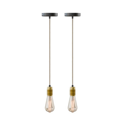 Ledsone 2 Pack Industrial Hemp Pendant Light E27 Base Ceiling Light 95Cm Adjustable Height For Living Room Bedroom from B&Q