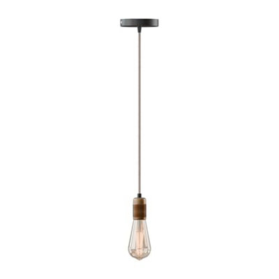 Ledsone Industrial Hemp Ceiling Pendant Light E27 Base 95Cm Adjustable Height Copper Black Rose Bulb Included from B&Q