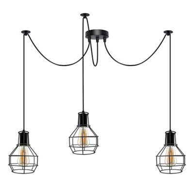 Ledsone Vintage Industrial Spider Chandelier Wire Cage Shade E27 60W Black from B&Q