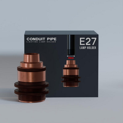 Ledsone Edison Metal Threaded Lamp Holder 20mm Metal Conduit Light Socket Ceramic E26 E27 Compatible For Lighting Copper from B&Q