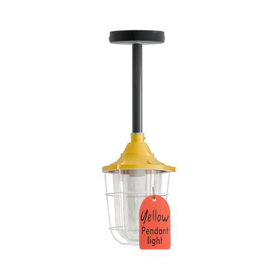 Ledsone Industrial Ceiling Pendant Light Metal Yellow Light Shade Steampunk Style Conduit Pipe Loft E27 Indoor Pendantlight H-30Cm from B&Q