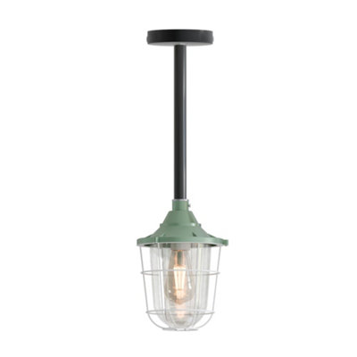 Ledsone Conduit Pendant Light Kit Industrial Farmhouse Black Steel E27 Cage Fitting Ceiling Fixture 50Cm Length from B&Q