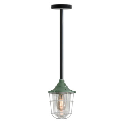Ledsone Conduit Pendant Light Kit Industrial Farmhouse Black Steel E27 Cage Fitting Ceiling Fixture 80Cm from B&Q