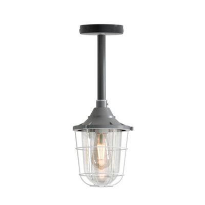 Ledsone Conduit Pendant Light Kit Industrial Farmhouse Black Steel E27 Cage Fitting Ceiling Fixture 30Cm from B&Q