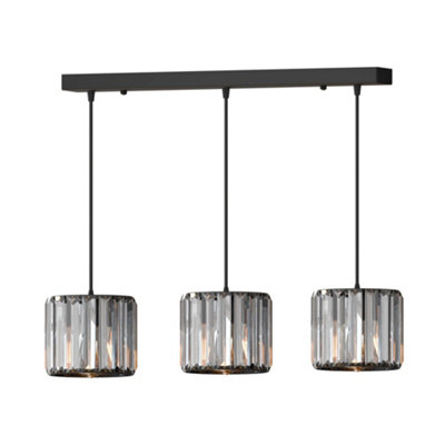  - Modern 3 Tier Crystal Chandelier Frame Pendant Light With Clear Glass Rods Luxury Adjustable Hanging Ceiling Light With Bulb