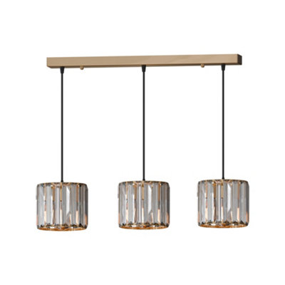 - Ledsone 3 Tier Crystal Chandelier Frame Pendant Light With Clear Glass Rods Luxury Adjustable Hanging Light Gold With Bulb