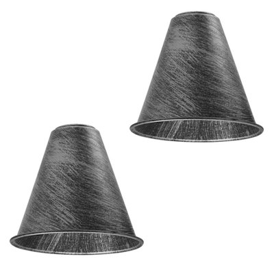 2Pack Brushed Silver Ceiling Light Shade 18Cm Metal Pendant Lamp Shade Industrial Kitchen Lamp Shades from B&Q