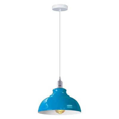 Ledsone Industrial Ceiling Hanging E27 Lamp Holder 29Cm Metal Pendant Curvy Lampshades Lights Fixtures Blue Color from B&Q