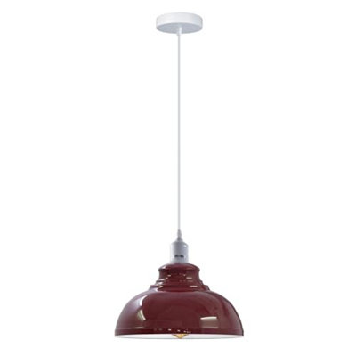 Ledsone Industrial Vintage Ceiling Hanging E27 Lamp Holder 29Cm Metal Pendant Curvy Lampshades Lights FixturesBurgundy from B&Q