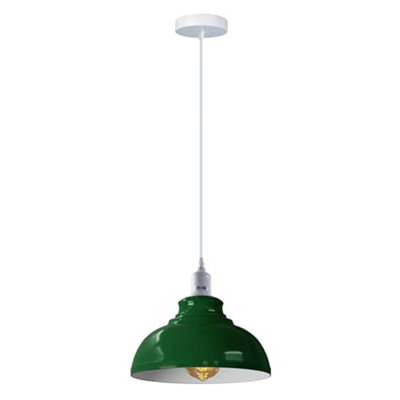 Ledsone Industrial Vintage Ceiling Hanging E27 Lamp Holder 29Cm Metal Pendant Curvy Lampshades Lights FixturesGreen from B&Q