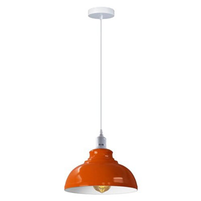 Ledsone Industrial Vintage Ceiling Hanging E27 Lamp Holder 29Cm Metal Pendant Curvy Lampshades Lights FixturesOrange from B&Q