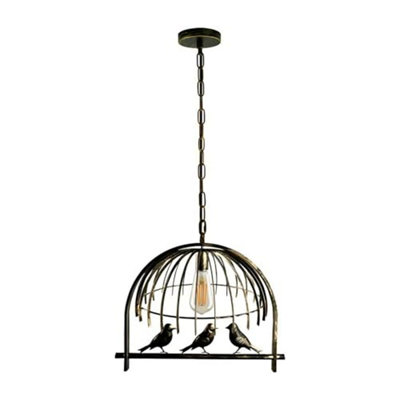 Ledsone Modern Bird Cage Pendant Light Brushed Brass Metal Lamp Shade E27 Base 49X40Cm 95Cm Adjustable Cable Easy Fit from B&Q