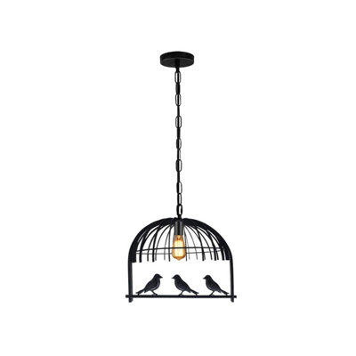 Ledsone Industrial Pendant Light Hanging Bird Cage Pendant Lights E27 Base Vintage Adjustable Pendant Lamp Black from B&Q