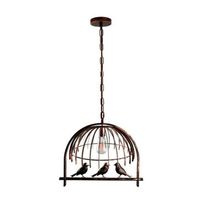 Ledsone Bird Cage Ceiling Industrial Chandelier Loft Pendant Light Rustic Red Color Hanging Light With Adjustable Cable from B&Q