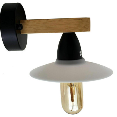Ledsone Vintage Industrial Wall Light Sconce Lamp Fixture IndoorRetro Light Made Of Steel And WoodE27White from B&Q