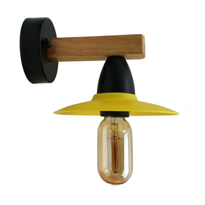 Matt Yellow Antique Brass Effect Wired Wall Light from B&Q