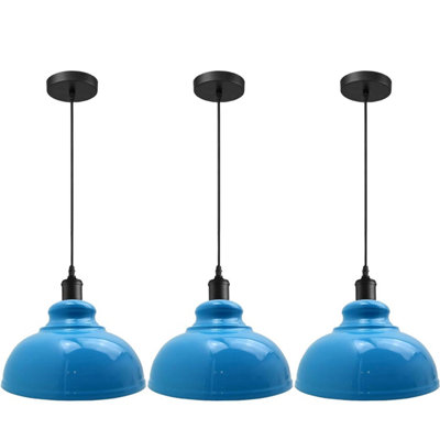 3 Pack Of Ceiling Pendant Light Fixture With 95Cm Adjustable CableVintage 29Cm Curvy Metal Shade E27 Base Hanging Lighting from B&Q