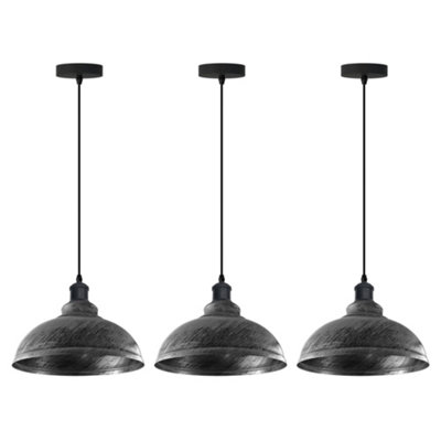 3 Pack Of Ceiling Pendant Light Fixture With 95Cm Adjustable CableVintage 29Cm Curvy Metal Shade E27 Base Hanging Lighting from B&Q