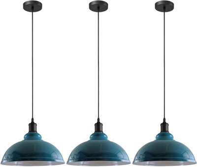 3 Pack Of Ceiling Pendant Light Fixture With 95Cm Adjustable CableVintage 29Cm Curvy Metal Shade E27 Base Hanging Lighting from B&Q