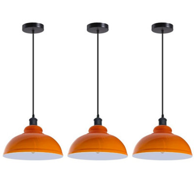 3 Pack Of Ceiling Pendant Light Fixture With 95Cm Adjustable CableVintage 29Cm Curvy Metal Shade E27 Base Hanging Lighting from B&Q